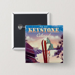 Badge Carré 5 Cm Affiche de style vintage Keystone, Colorado Ski.