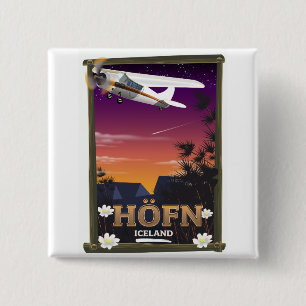 Badge Carré 5 Cm Affiche de vol Höfn Islande