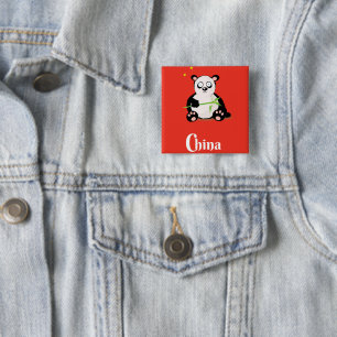 Badge Carré 5 Cm Affiche de voyage China Panda.