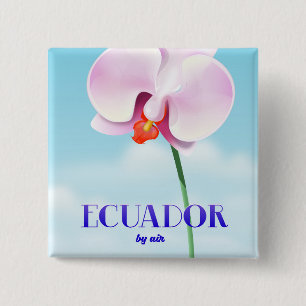 Badge Carré 5 Cm affiche de voyage orchidée Équateur