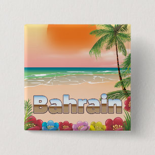 Badge Carré 5 Cm Affiche de voyage sur la plage de Bahreïn