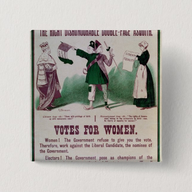 Badge Carré 5 Cm Affiche du suffrage des femmes (Devant)