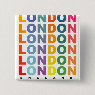 Badge Carré 5 Cm Affiche rétro Londres Angleterre
