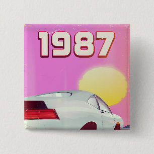 Badge Carré 5 Cm Affiche sportive 1987