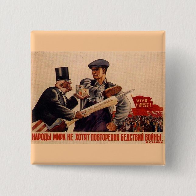 Badge Carré 5 Cm Affiches de propagande d'Union Soviétique de (Devant)