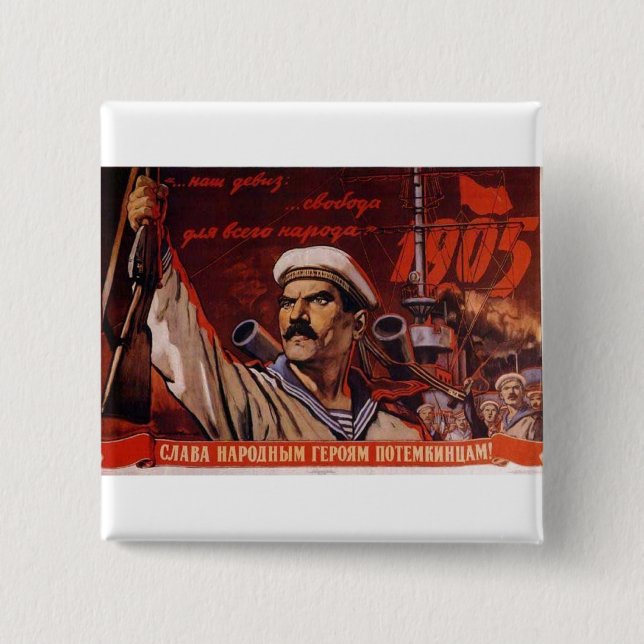 Badge Carré 5 Cm Affiches de propagande d'Union Soviétique de (Devant)