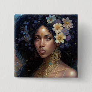 Badge Carré 5 Cm African American Black Goddess Queen Imaginaire Ar