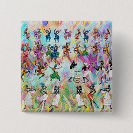 Badge Carré 5 Cm African Feast: Rhythms of Unity