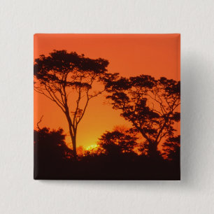 Badge Carré 5 Cm Afrique du Sud. Coucher de soleil africain.