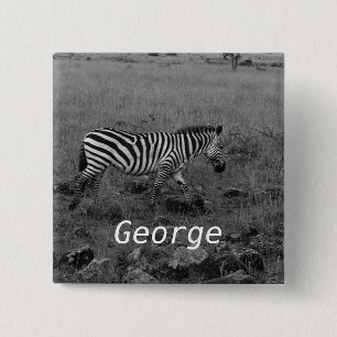 Badge Carré 5 Cm Afrique Kenya Zèbre en pleine nature