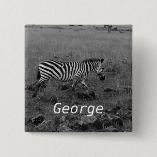 Badge Carré 5 Cm Afrique Kenya Zèbre en pleine nature