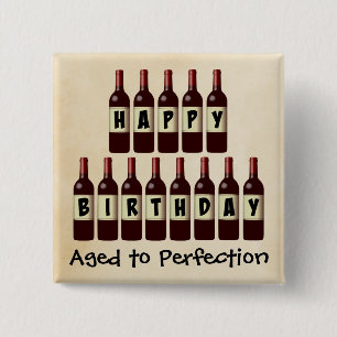 Badge Carré 5 Cm Âgé anniversaire d'amateur de vin de perfection 