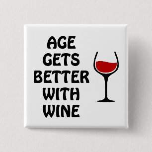 Badge Carré 5 Cm Age Gets Better With Wine