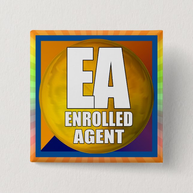 BADGE CARRÉ 5 CM AGENT INSCRIT AU LOGO EA (Devant)