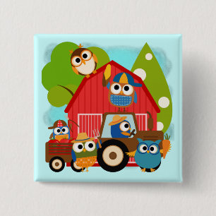 Badge Carré 5 Cm Agriculteurs de hibou