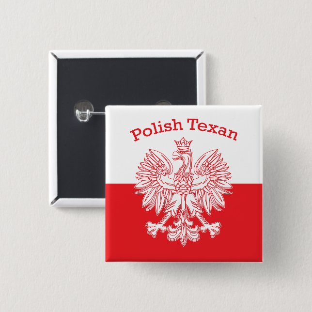 Badge Carré 5 Cm Aigle blanc texan polonais (Devant & derrière)