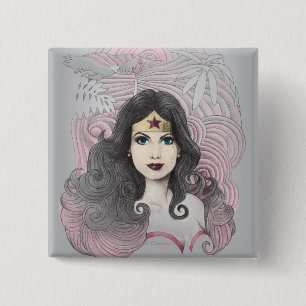 Badge Carré 5 Cm Aigle et arbres de Wonder Woman