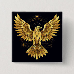 Badge Carré 5 Cm Aigle Géométrique Doré