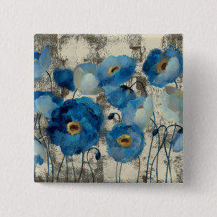 Badge Carré 5 Cm Aigue-marine florale