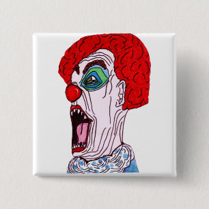 Badge Carré 5 Cm Aimant CLOWN DERANGÉ