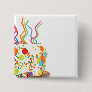Badge Carré 5 Cm Aimant de gâteau d'anniversaire