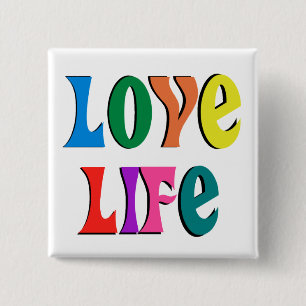 Badge Carré 5 Cm AIME LA VIE ! message chrétien personnalisable