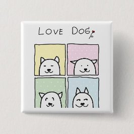 Badge Carré 5 Cm Aimer Chien