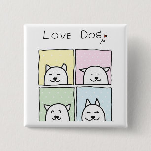 Badge Carré 5 Cm Aimer Chien