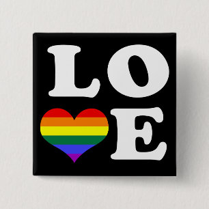 Badge Carré 5 Cm Aimer Rainbow Pride