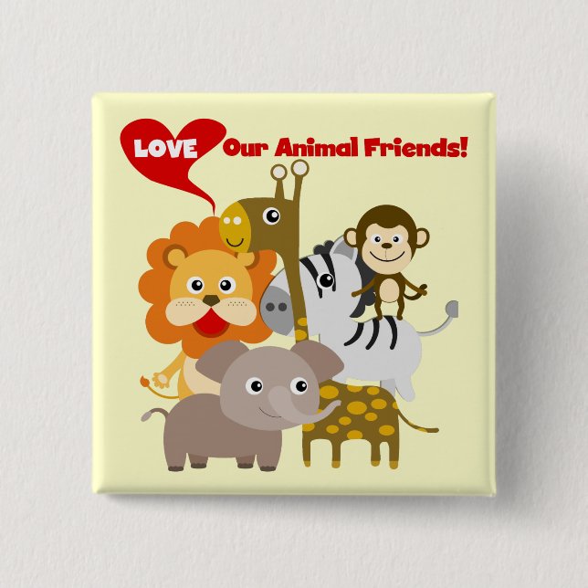 Badge Carré 5 Cm Aimez nos amis animaux (Devant)