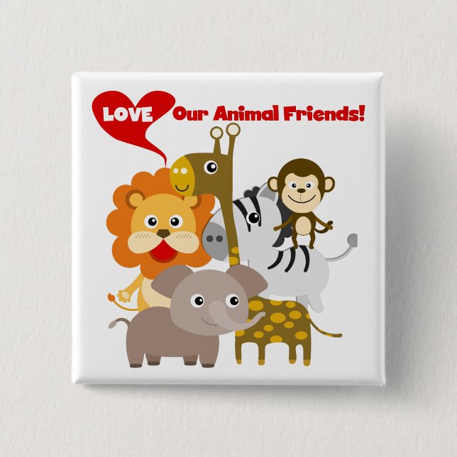 Badge Carré 5 Cm Aimez nos amis animaux (Devant)