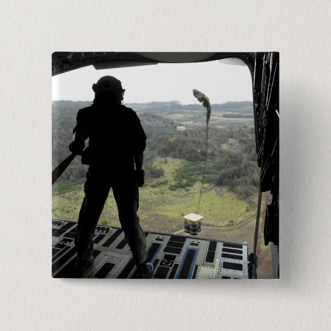 Badge Carré 5 Cm Airman regarde une chute d'entraînement (Devant)