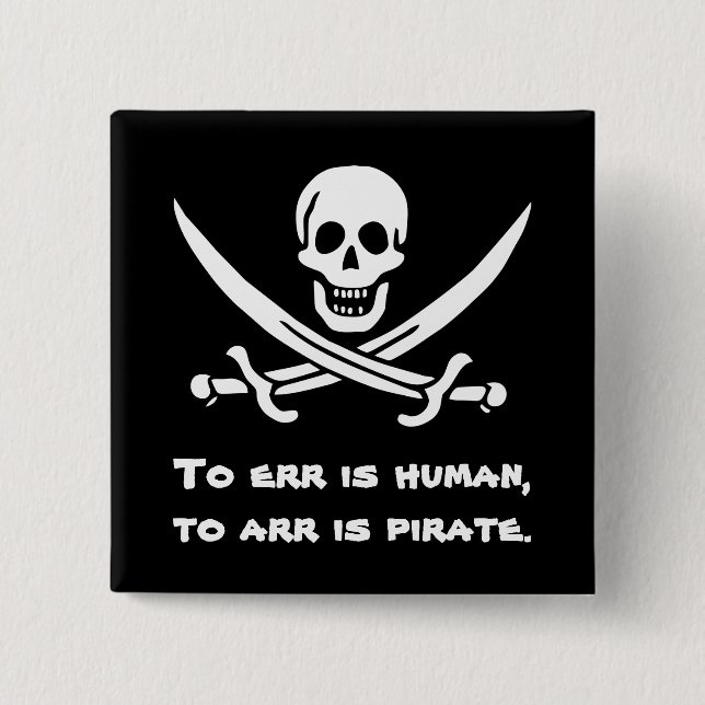 Badge Carré 5 Cm Ajouter un bouton de message pirate (Devant)