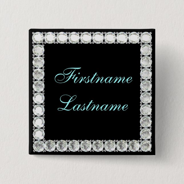 Badge Carré 5 Cm Ajouter un diamant personnalisable par nom (Devant)