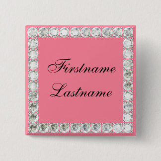 Badge Carré 5 Cm Ajouter un diamant personnalisable par nom