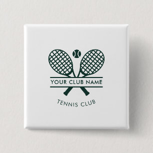 Badge Carré 5 Cm Ajouter Votre Nom Club Tennis Icons Green Team