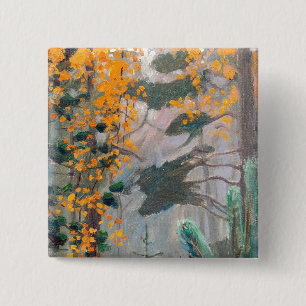 Badge Carré 5 Cm Akseli Gallen-Kallela - Forêt d'automne