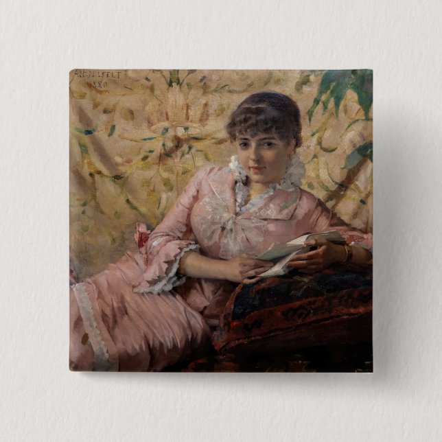 Badge Carré 5 Cm Albert Edelfeel - La Parisienne de lecture (Devant)