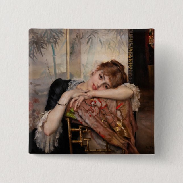 Badge Carré 5 Cm Albert Edelfeel - La Parisienne / Virginie (Devant)