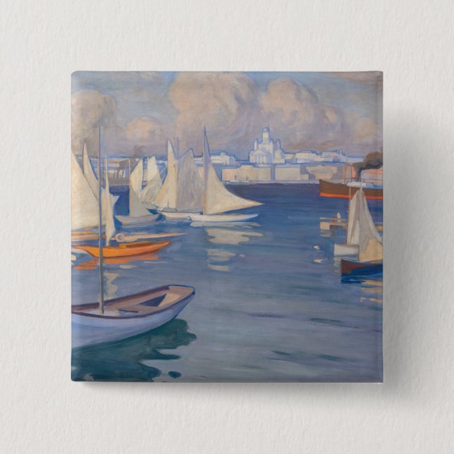Badge Carré 5 Cm Albert Edelfeel - Port d'Helsinki (Devant)