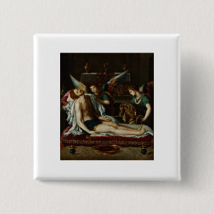Badge Carré 5 Cm Alessandro Allori - Corps du Christ annoté par Tw