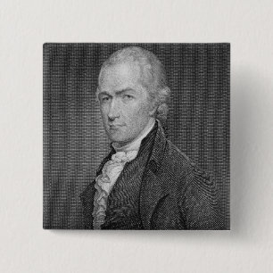 Badge Carré 5 Cm Alexander Hamilton (1757-1804) gravé par John