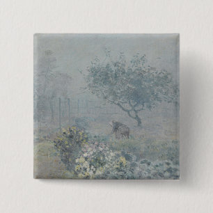 Badge Carré 5 Cm Alfred Sisley - Brouillard, Voisins