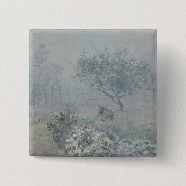 Badge Carré 5 Cm Alfred Sisley - Fog, Voisins (Devant)