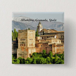 Badge Carré 5 Cm Alhambra, Grenade, Andalousie, Espagne