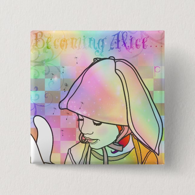 Badge Carré 5 Cm Alice devenante (Devant)
