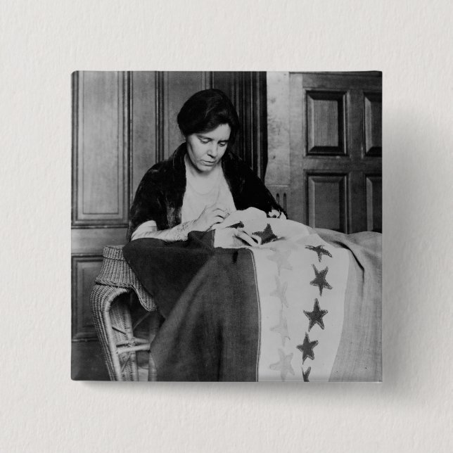 Badge Carré 5 Cm Alice Paul, drapeau de couture de suffrage, les (Devant)