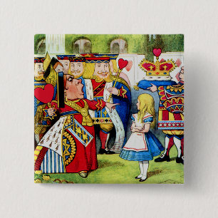 Badge Carré 5 Cm Alice rencontre la reine des coeurs au pays des me
