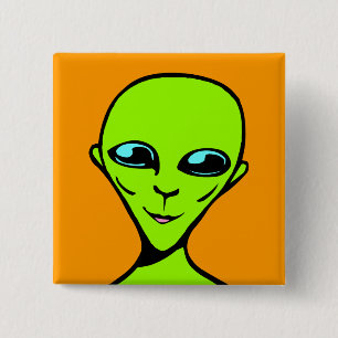 Badge Carré 5 Cm Alien/ET heureux