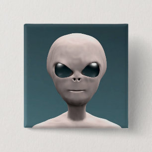 Badge Carré 5 Cm Alien gris